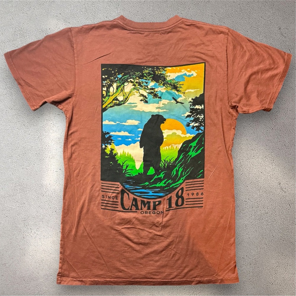 The Duck‎ Company Camp 18 Oregon Bear Graphic T-Shirt Mens Medium Brown New